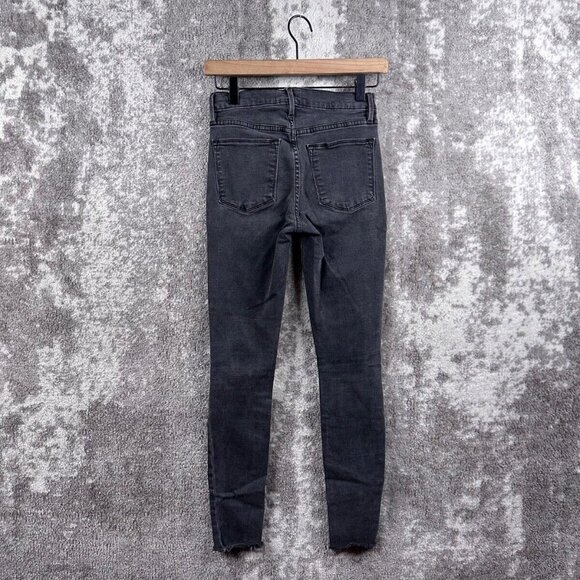 Frame Jeans 25 Womens Le Skinny High Raw Hem Stretch Charcoal Muddy Rips - Picture 2 of 8